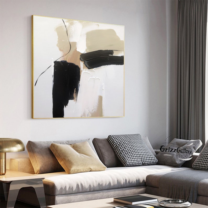 Black and White Texture Abstract Painting Large Minimalist Texture Wall ...