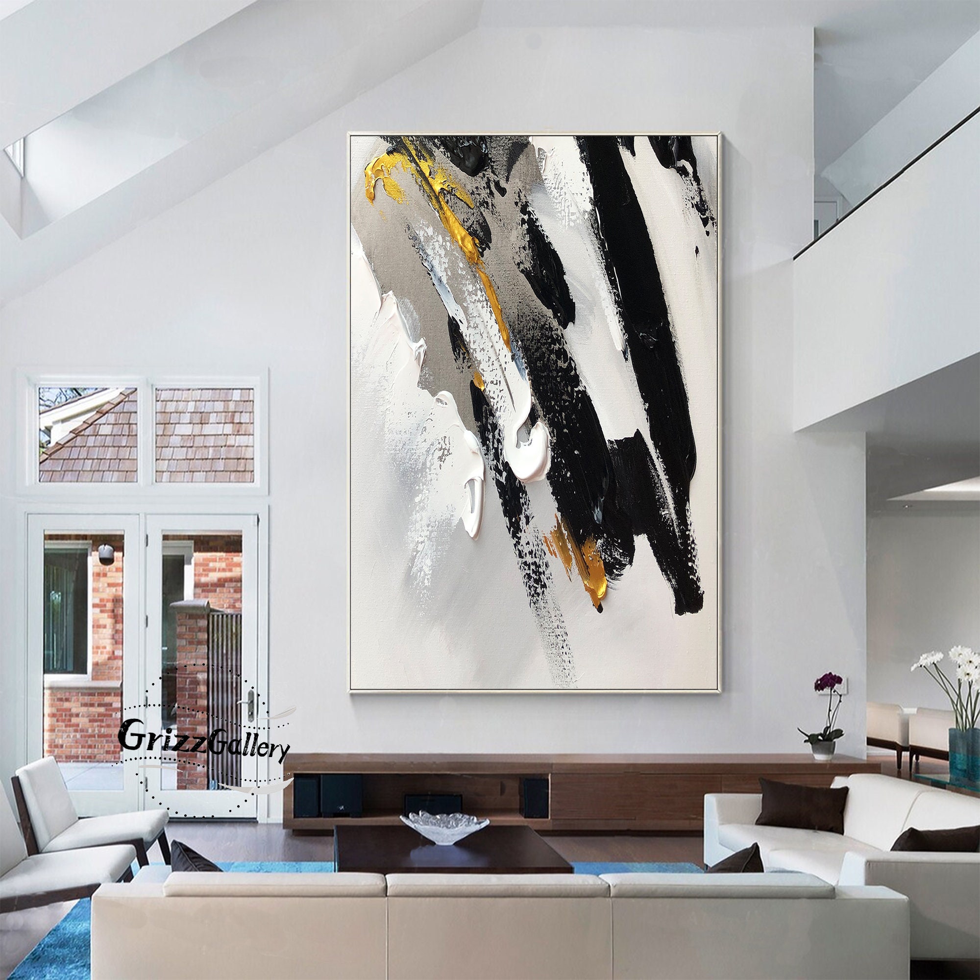 Black and White Abstract Texture Painting White Acrylic Texture ...