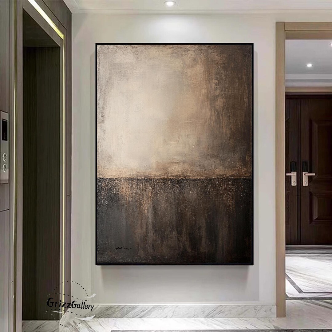 Large Black and Brown Abstract Painting Wabi-sabi Black Brown Wall Art ...