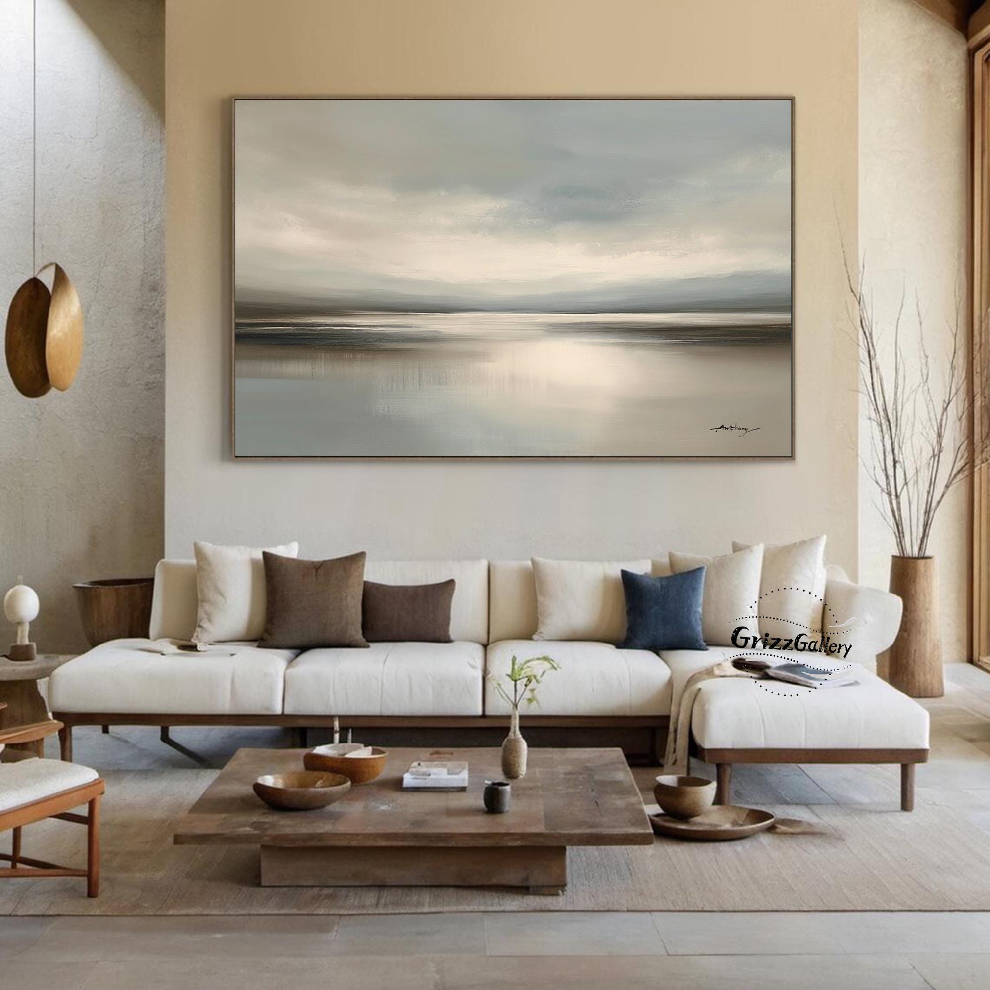 Minimalist Abstract Landscape Texture Painting Neutral Earth Tones Art ...