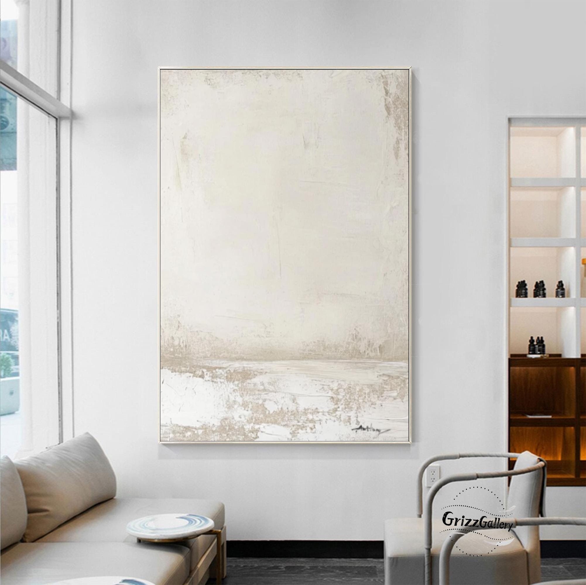 Large Beige Textured Wall Art Creamy White Minimalist Painting Original ...