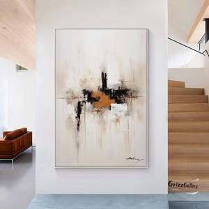 Large Beige Abstract Wall Art Brown 3D Texture Art Beige Minimalist Canvas Painting Modern Abstract Painting Living Room Decoration Painting