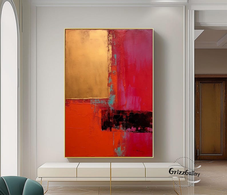 Red Canvas Wall Art Modern Abstract Red Painting Large Textured ...