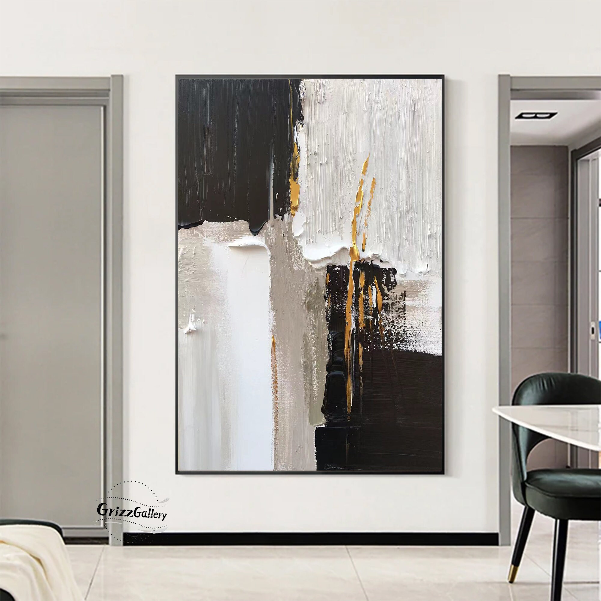 Black and White Abstract Texture Painting Large Minimalist 3D Texture ...