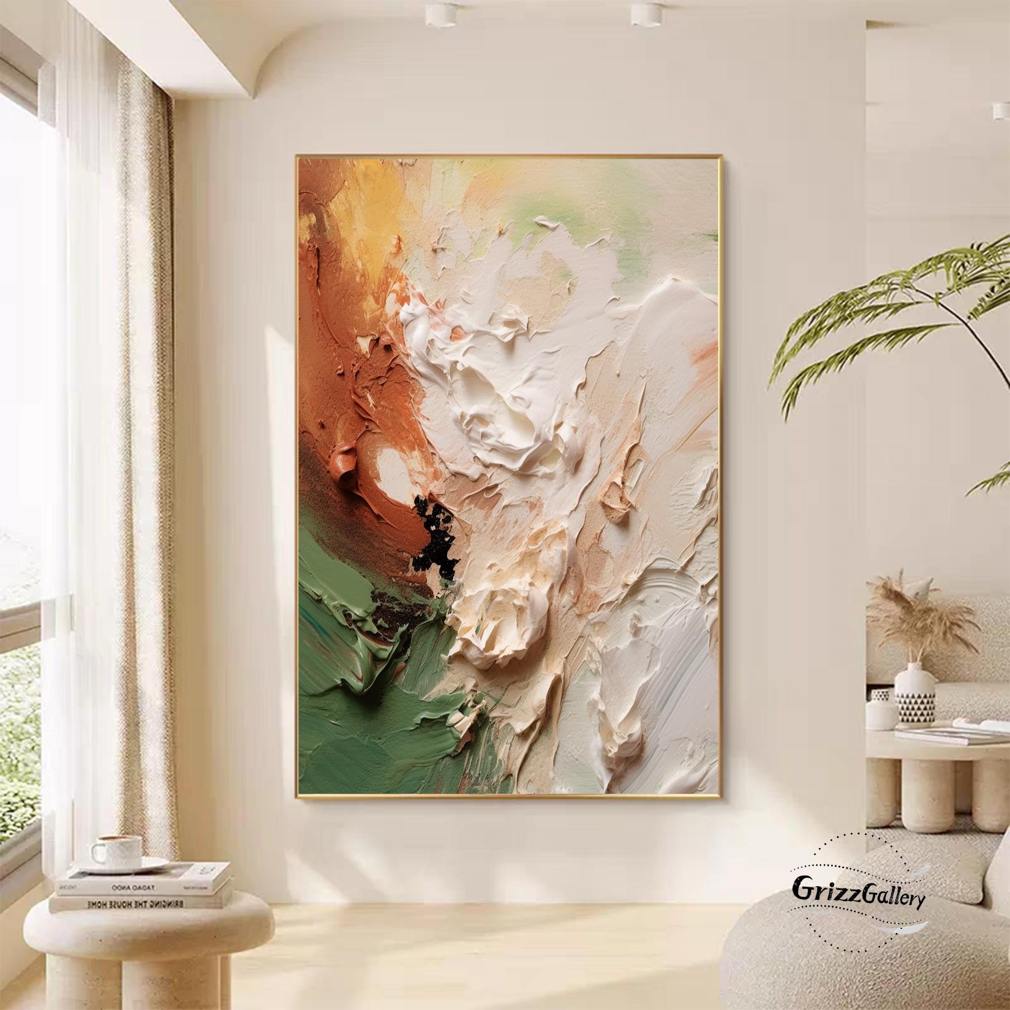 Peinture abstraite texturée sur toile, oeuvre d'art murale moderne en