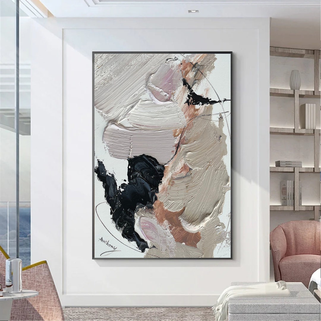 Large Minimalist Abstract Painting Beige Abstract Texture Painting ...