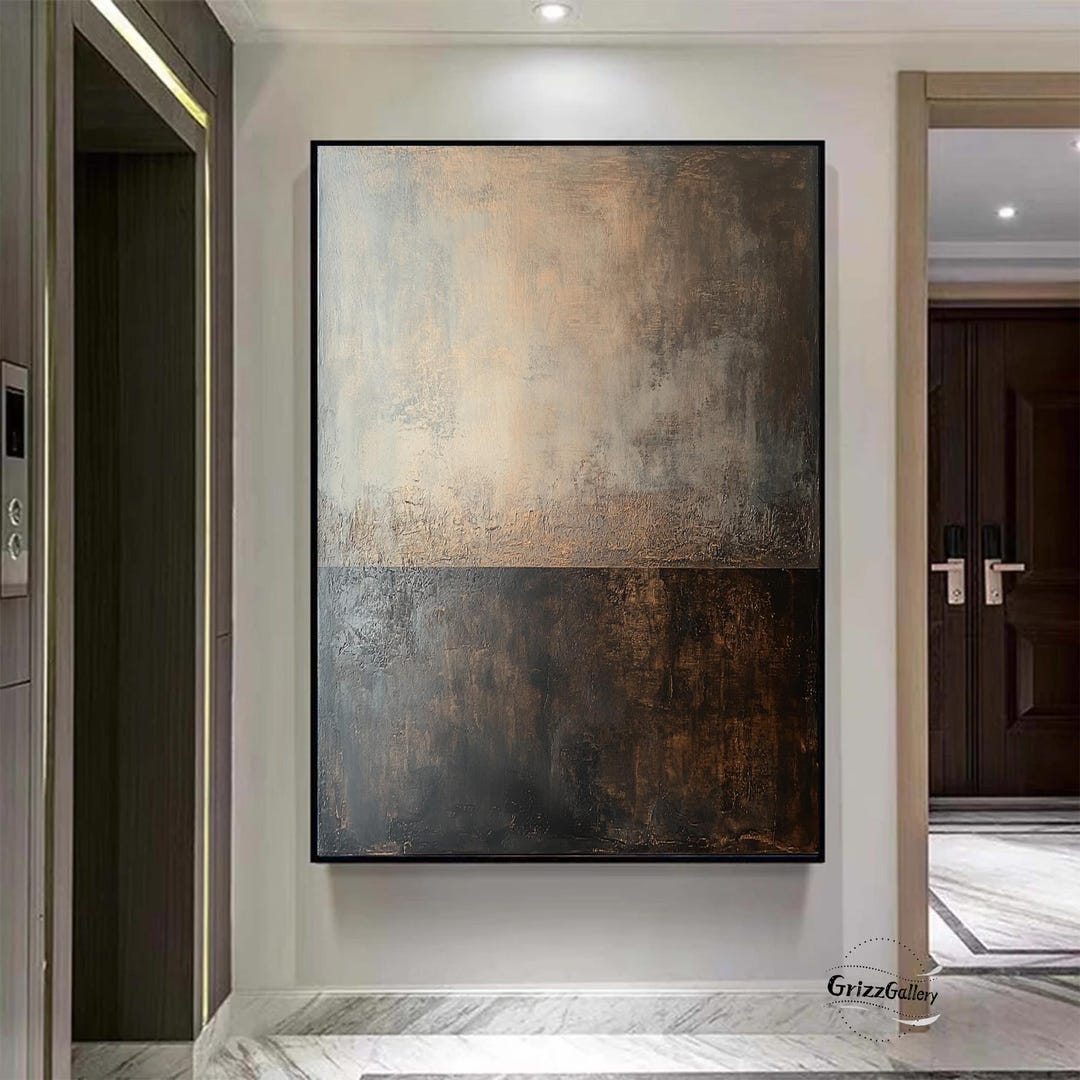 Brown Abstract Wall Art Large Black and Brown Abstract Painting Black ...