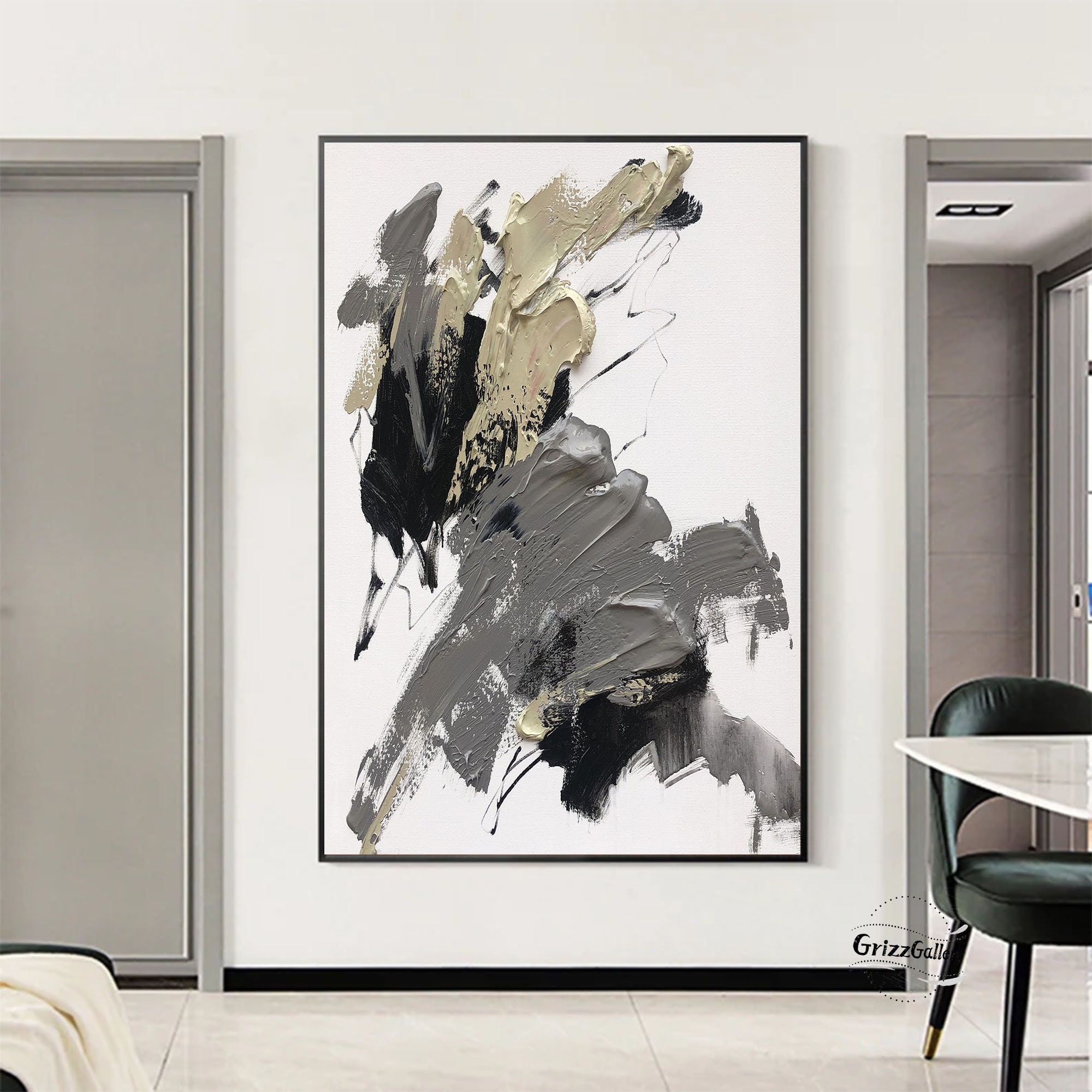 Gray Abstract Texture Art Gray Texture Wall Art Brown Acrylic Painting