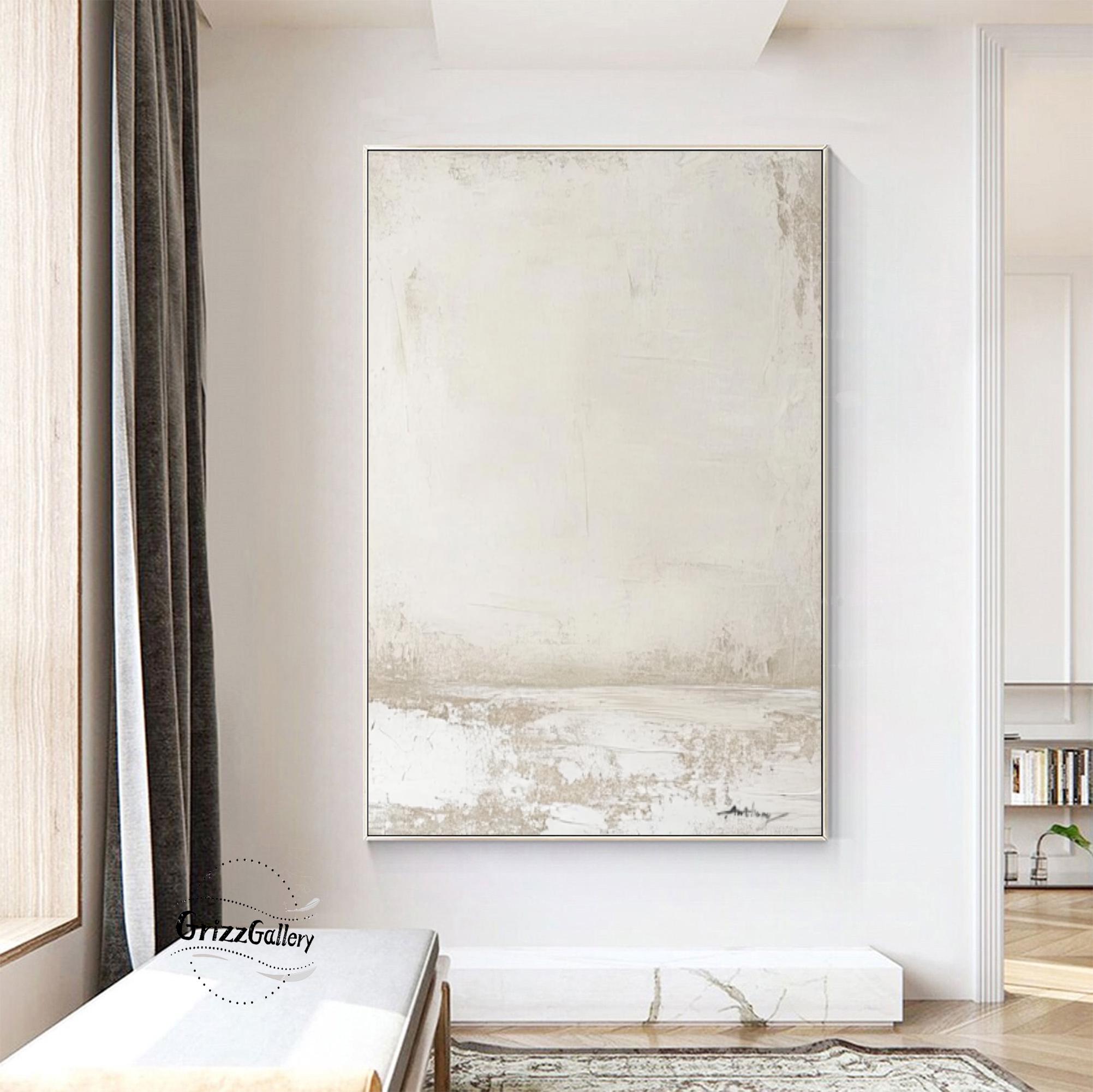 Large Beige Textured Wall Art Creamy White Minimalist Painting Original ...