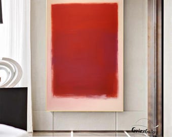 純粋な赤の抽象画 ミニマリストの赤の抽象画 大きなキャンバスの壁