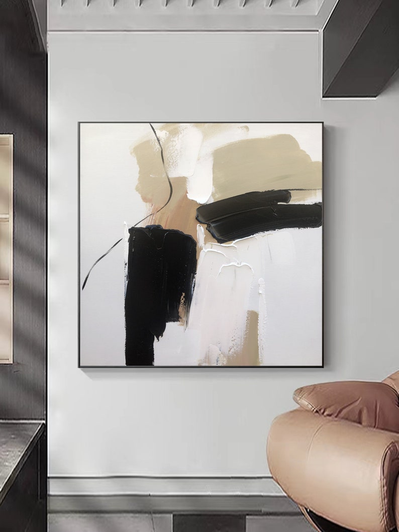 Black and White Texture Abstract Painting Large Minimalist Texture Wall ...