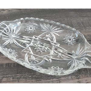 Vintage Anchor Hocking Glass Divided Relish Dish with Handles