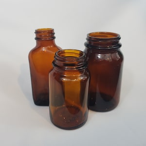 Set of 3 Reclaimed Brown Glass Bottles