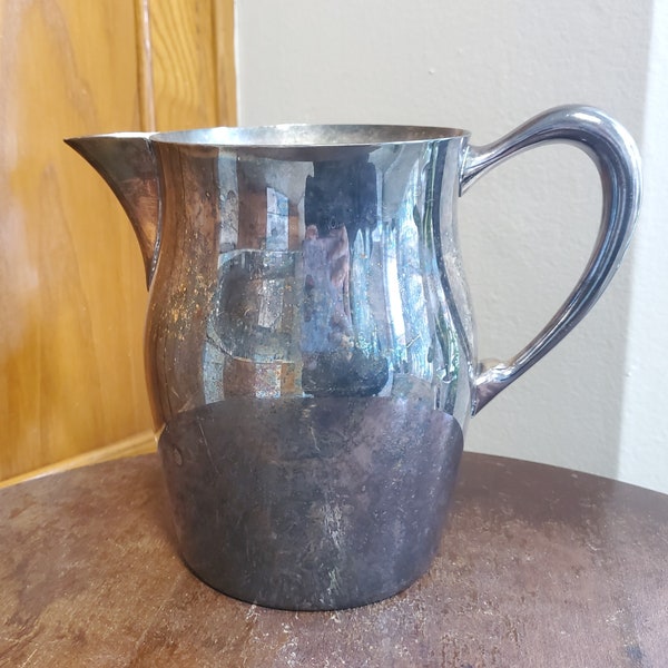 Vintage Silver On Copper Water Pitcher - With Rainbow Tarnish