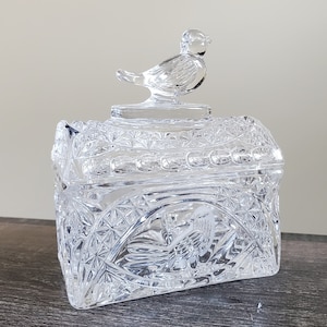 Vintage Hofbauer Byrdes Lidded Crystal Trinket Box