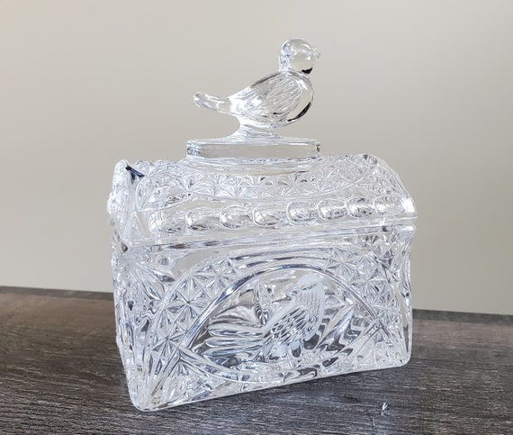 Vintage Hofbauer Byrdes Lidded Crystal Trinket Box