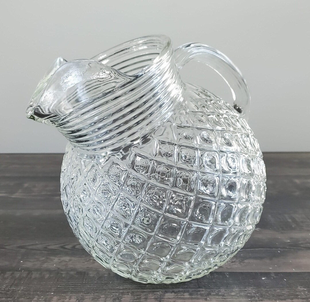 Anchor Hocking Waterford Waffle Tilted Pitcher, Ball Pitcher - Etsy