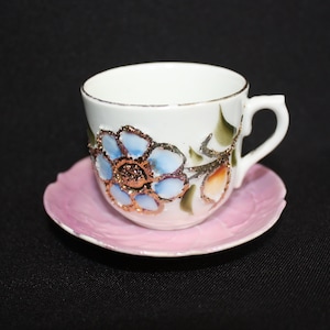 Vintage Tiny Handmade - Hand painted Teacup and Saucer