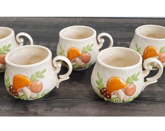Vintage Arnels Merry Mushroom Teacups set of 5