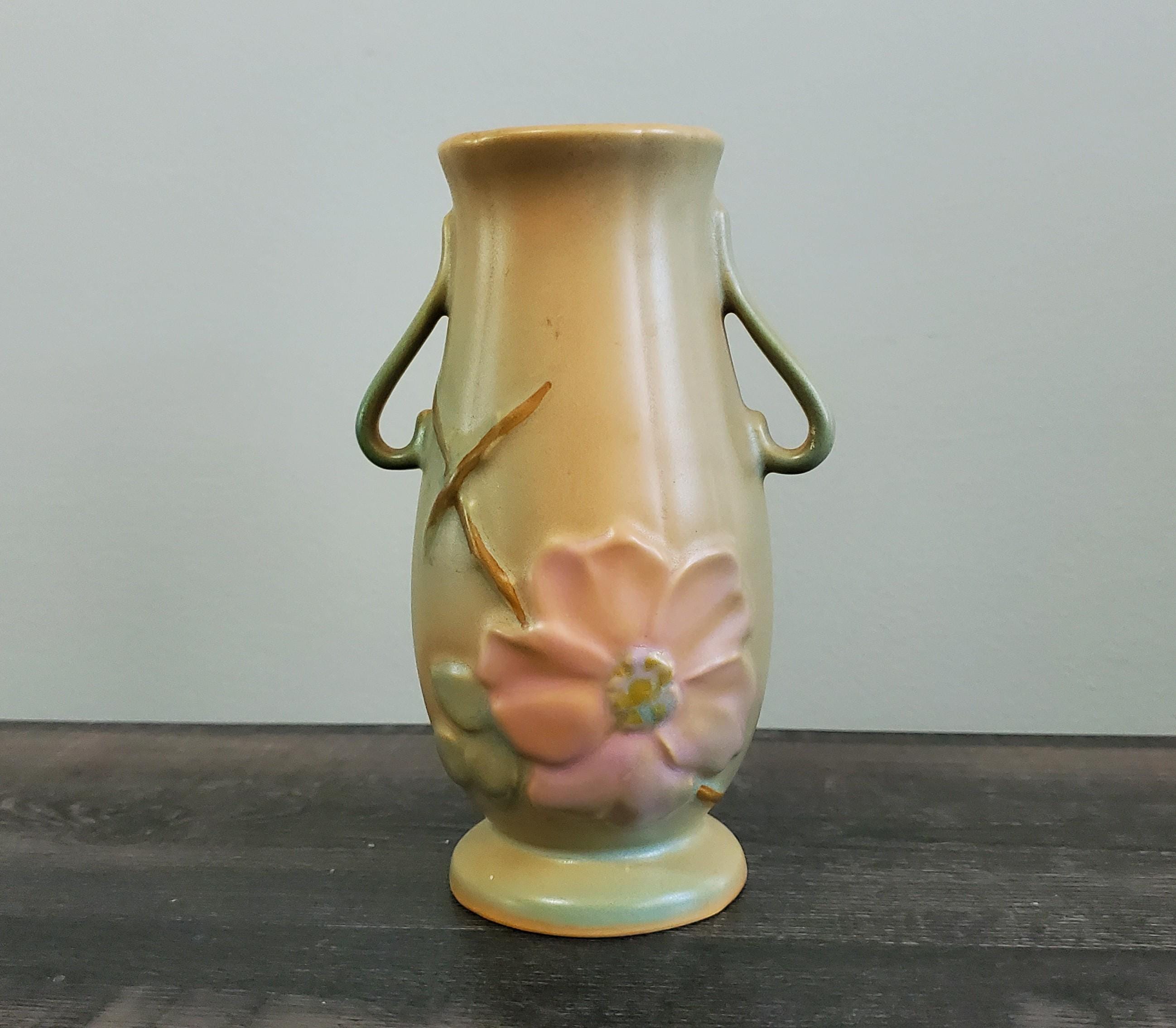Vintage Weller Wild Rose Pottery Handled Vase - Etsy