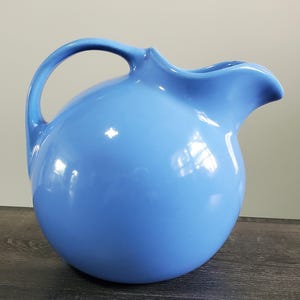 Vintage HALL Pottery Blue Ceramic Pitcher