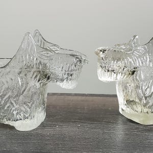 Vintage LE Smith Glass Creamer Scottie Dog Post Cereal Give Away set of 2