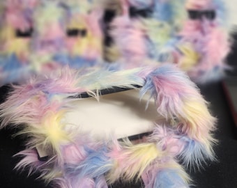 Fluffy Rainbow Book Purse Tote for 8.5 x 5.5 inch books — Handmade (My Mom Made It)