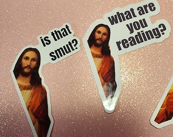 Peeking Jesus - What Are You Reading? - Glossy & Laminated Sticker I Smut Sticker