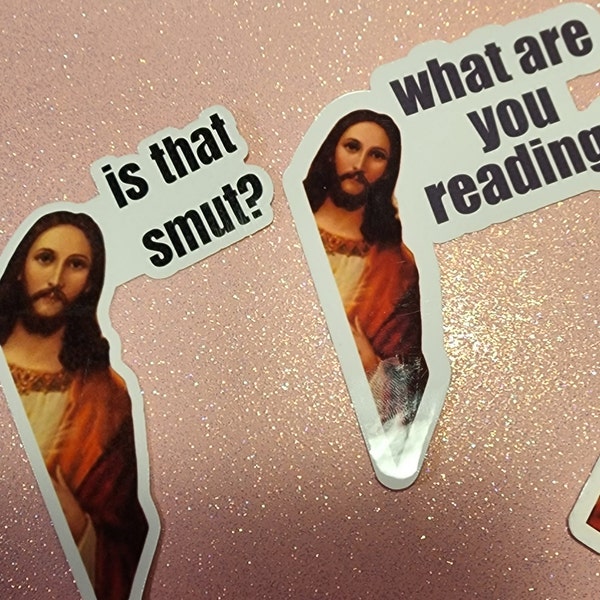 Peeking Jesus - What Are You Reading? - Glossy & Laminated Sticker I Smut Sticker