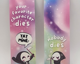 Your Favorite Character Died! — Cute Grim Reaper Double-Sided Bookmark