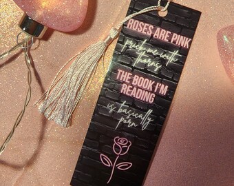 Smutty Valentine Bookmark - Double-sided Bookmark - Roses are Pink | Romance Reader