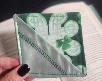 Shimmering Celtic Knots— Handmade Fabric Corner Bookmarks (My Mom Made This)