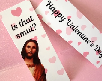 Peeking Jesus - is that smut? - Double sided Bookmark- VALENTINE'S DAY Edition