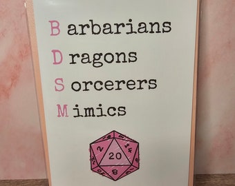 BDSM: Barbarians Dragons Sorcerers Mimics |Greeting Card