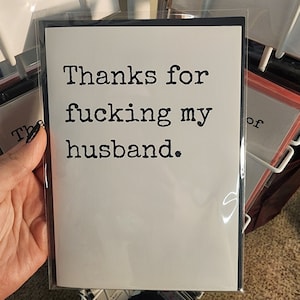 Gracias por follar con mi marido — Tarjeta de felicitación para estilos de vida alternativos - Interior en blanco