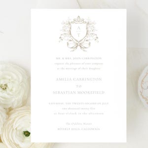 Editable VICTORIA Baroque Crest Wedding Suite Invitation Template | Monogram RSVP QR Card Info 3 Piece Printable | Templett Instant Download