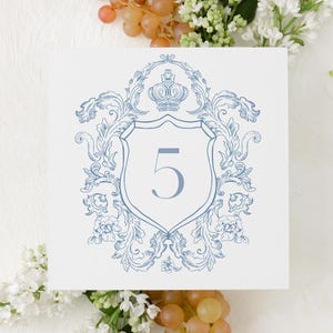 Écusson bleu royal modifiable pour mariage, numéros de table entièrement personnalisables 5 x 5 | pour table pour décoration de table | Téléchargement instantané