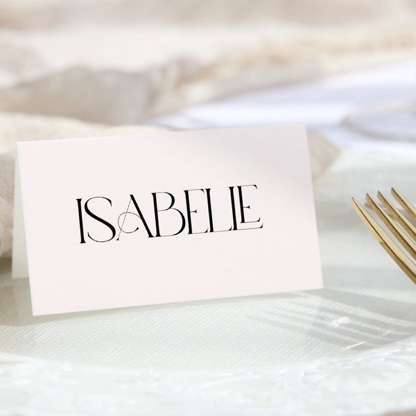 Editable Modern Blush Bistro Place Name Cards 3.5 x 2 | French Inspired | Buffet Seating Card  | Templett Instant Download