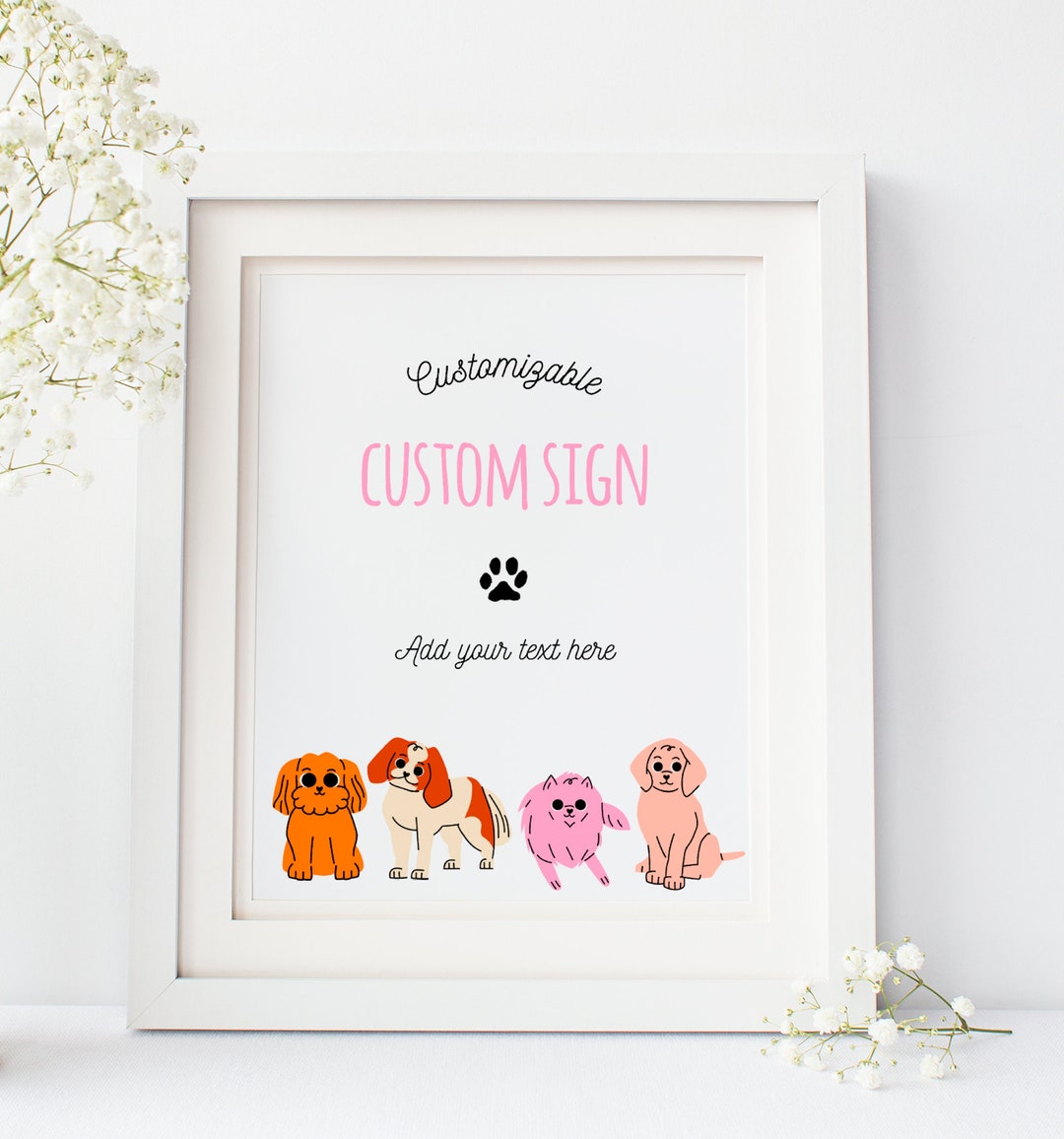 Pawkies Sign Editable Kids Birthday Let's Pawty Custom Sign Template Doggie Dog Paw ...