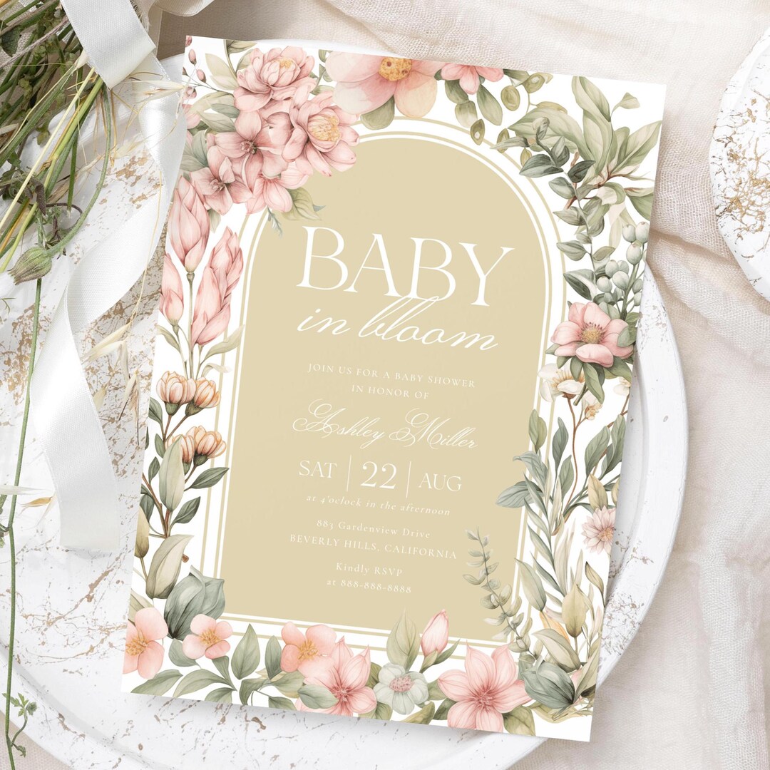 Editable Baby Shower Invitation Baby in Bloom Pastel Floral Template ...