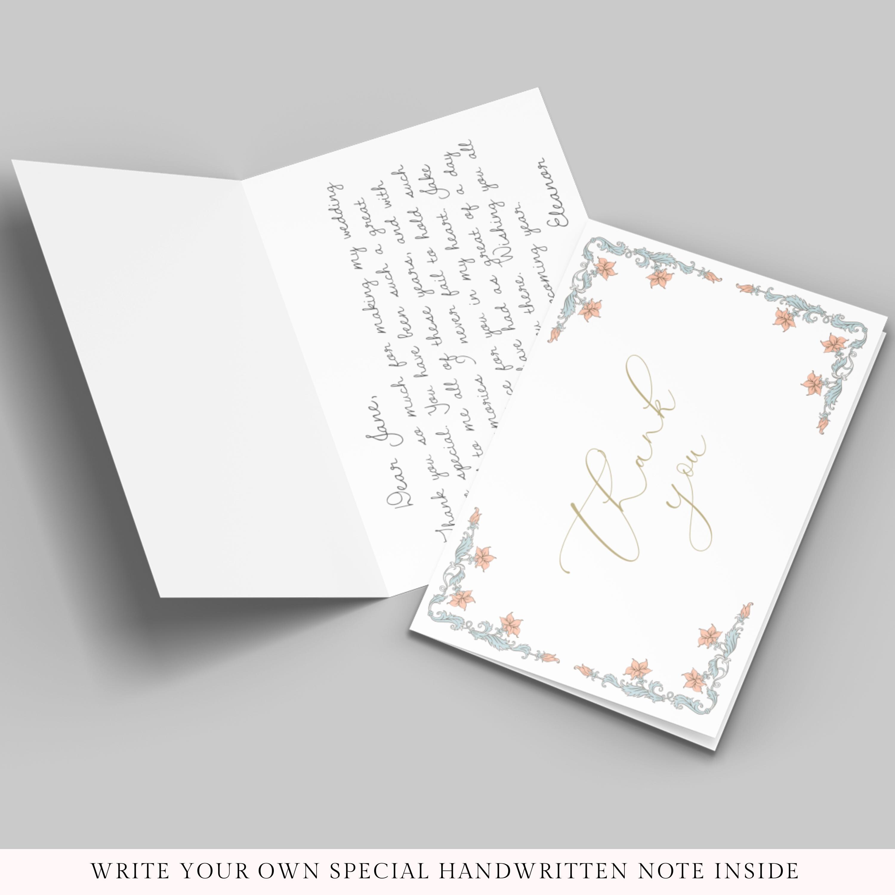 Editable Baroque Frame Floral Wedding Thank You Custom Note Cards 7 X 5 ...
