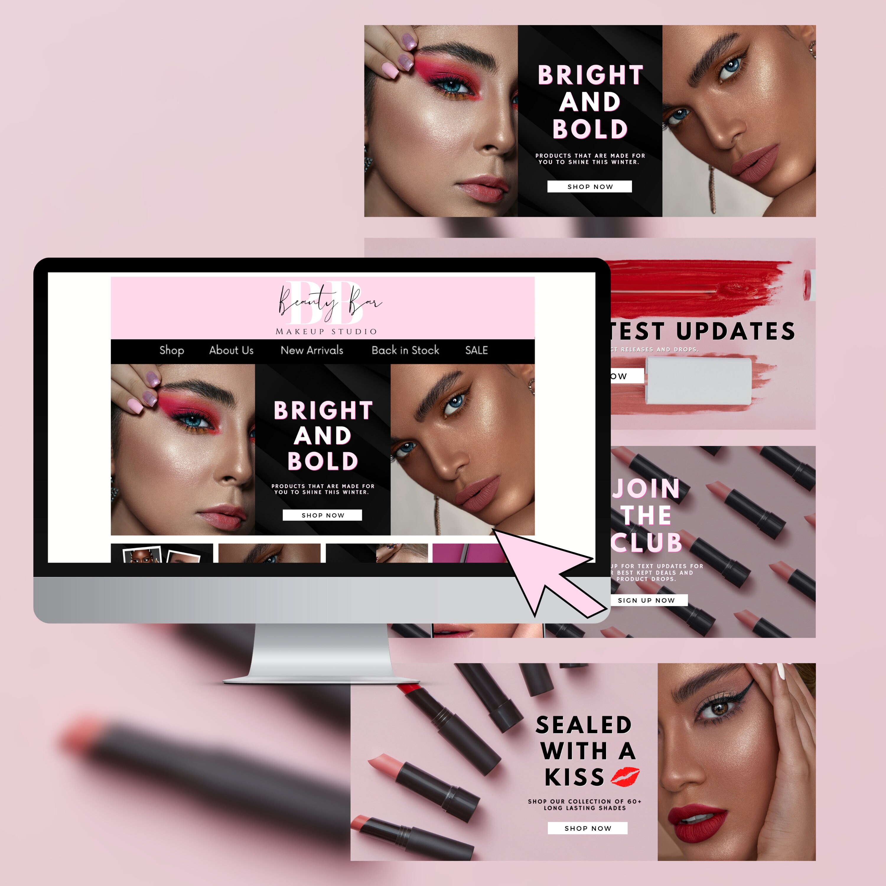 Modern Blush site Banner Template Pack, Makeup Cosmetic Skincare