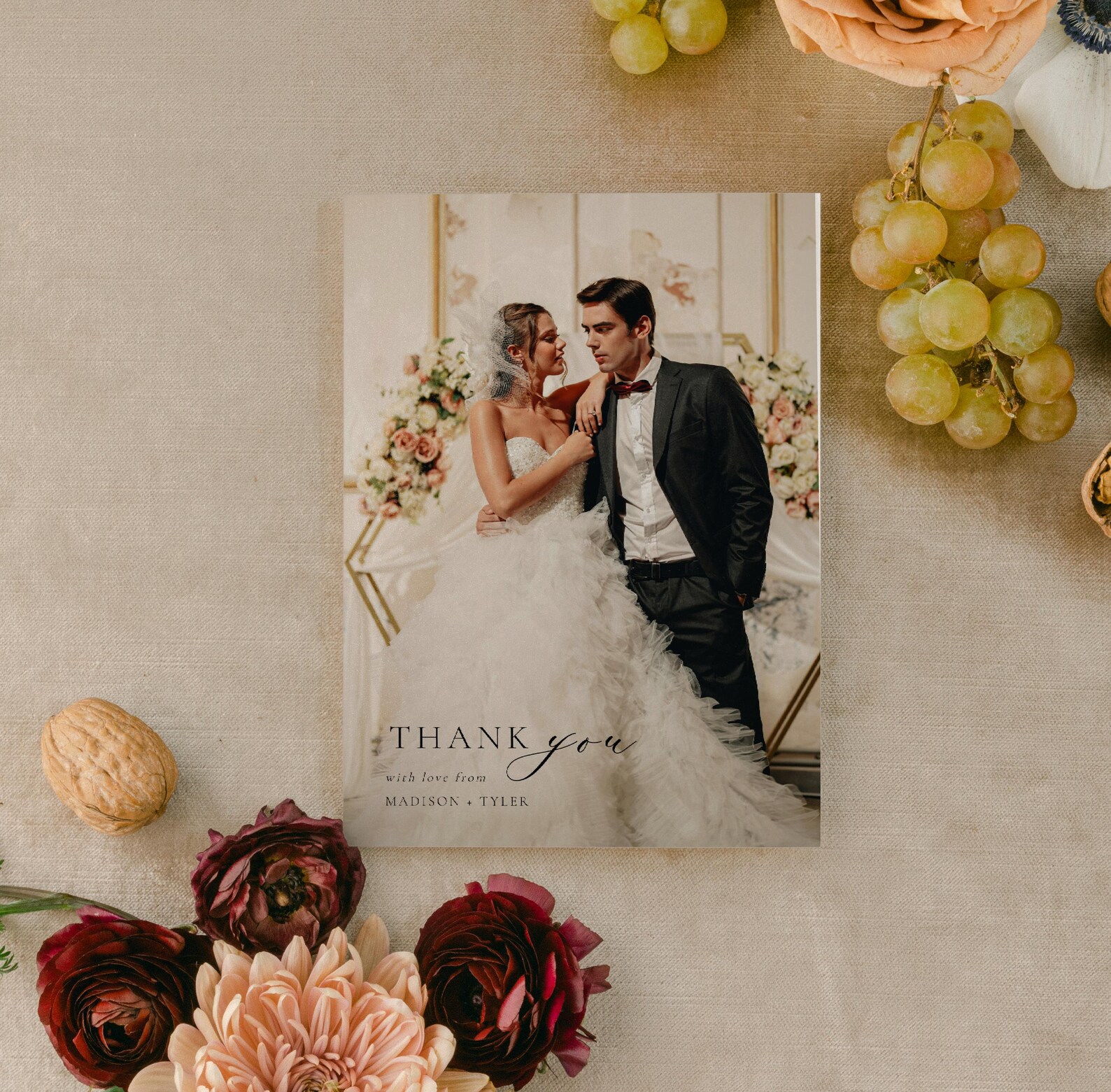 Wedding Thank You Custom Note Cards Editable Modern With Love 5 X 7 ...