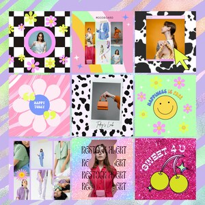Cherry Zebra Instagram Post Canva Templates Funky Smiley Y2K - Etsy