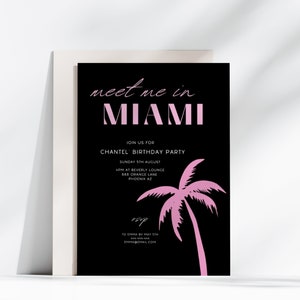 Invito di compleanno Incontrami a Miami/Invito per una fuga di fine settimana di compleanno/Invito a pagina singola/Vacanze in Florida/Modello di invito Canva