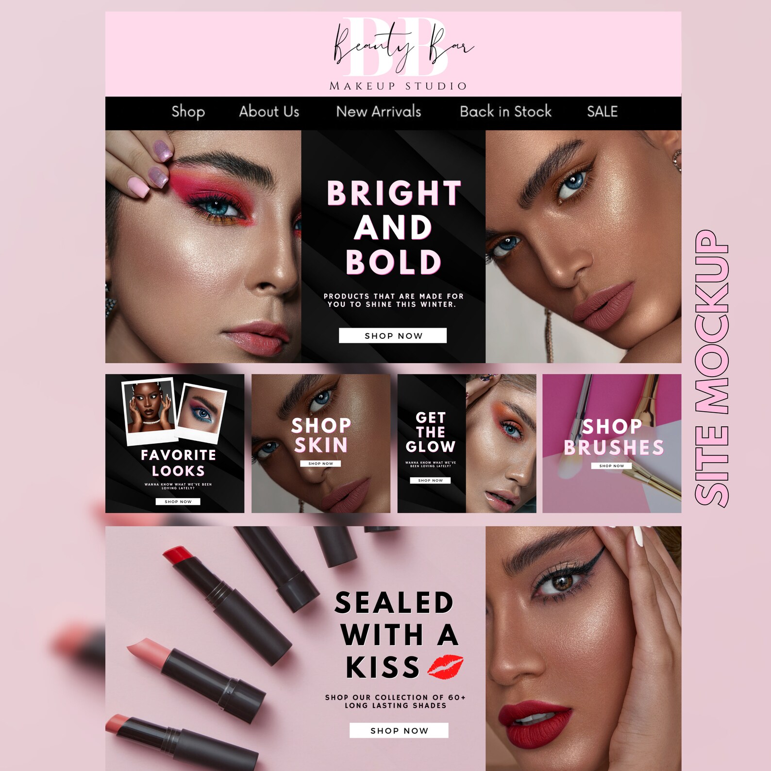 Modern Blush site Banner Template Pack, Makeup Cosmetic Skincare