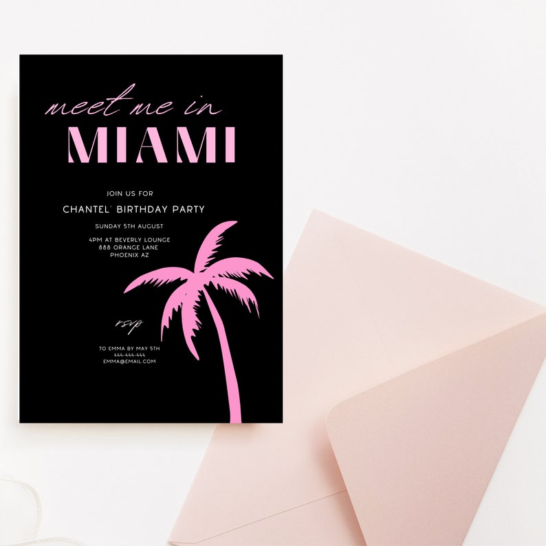 Meet Me in Miami Birthday Invitation Birthday Weekend Getaway Single