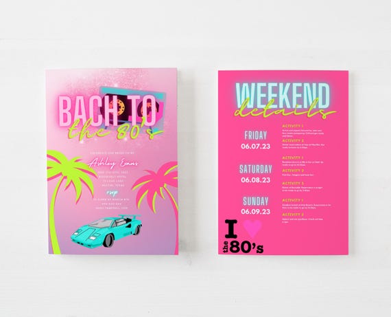 Bach to the 80s Bachelorette Party Invite, 1980s 80's Themed Bachelorette Invitation Printable, Instant Download, Canva Editable