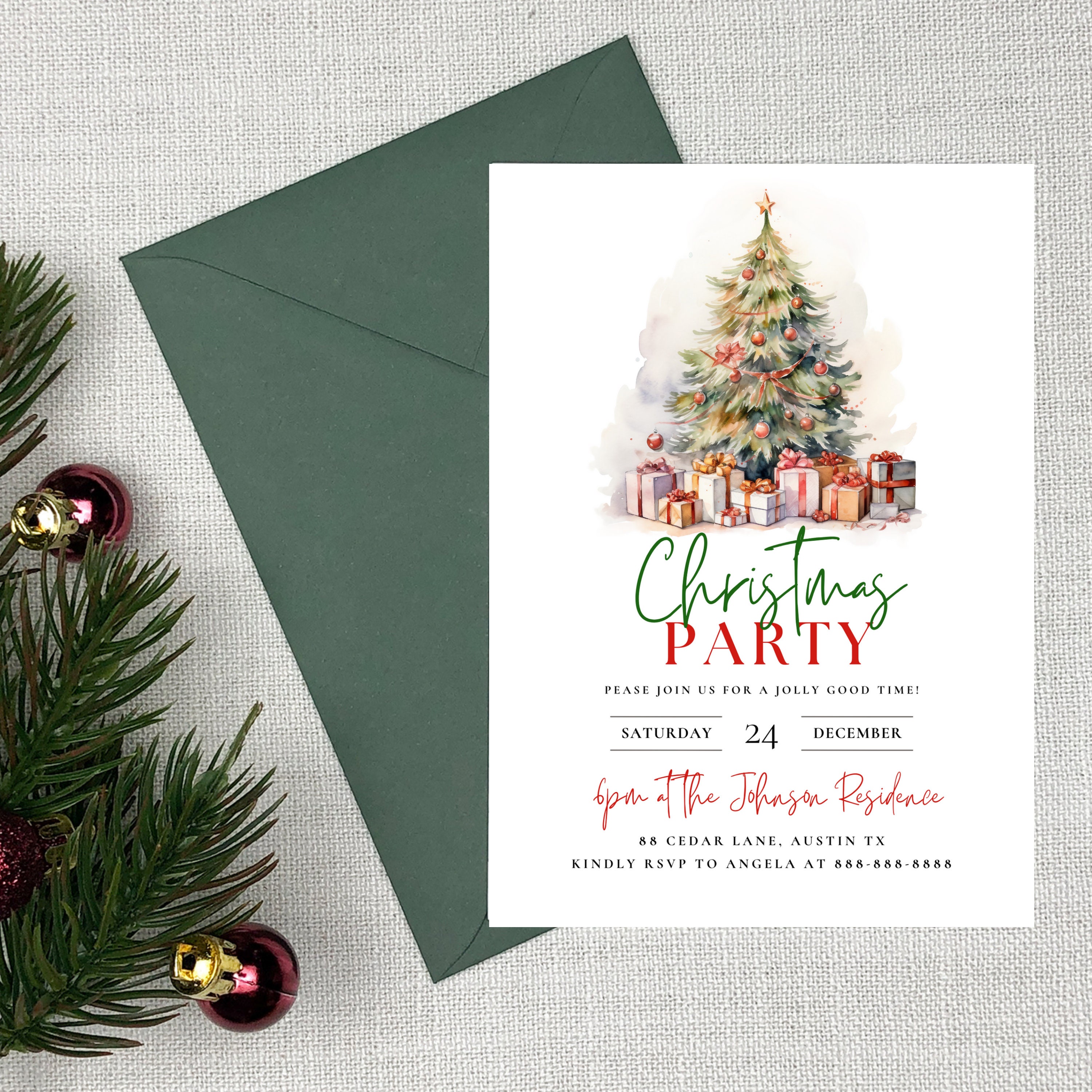 Editable Christmas Party Invitation Christmas Invitation - Etsy