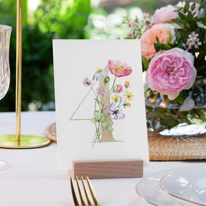 Bewerkbare moderne wilde bloemen bloemen tabelnummer sjabloon bloemen | Afdrukbare tabelgebeurteniskaart | Templett direct downloaden